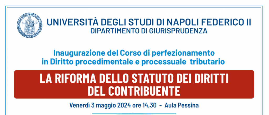 Venerdì 3 maggio 2024 il prof. Antonio Viotto interverrà su "Il contraddittorio sullo schema dell'atto di accertamento previsto dall'art. 6 Bis" al convegno inaugurale del Corso di Perfezionamento in Diritto procedimentale e processuale tributario dell'Università degli Studi di Napoli Federico II.
Per seguire il convegno via webinar: https://us06web.zoom.us/j/86949540469?pwd=irylTXuvAEdPQcjn5ZbyWerheIOf8M.1